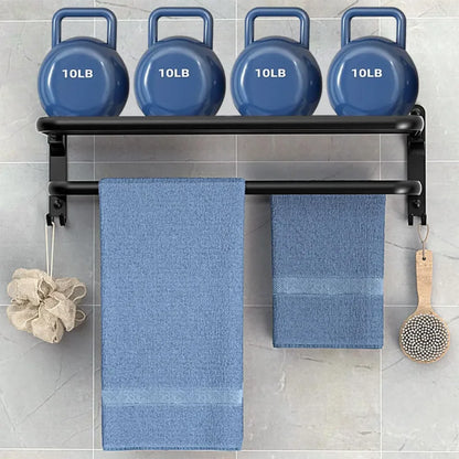 Onyx Black Foldable Wall Towel Rack with Monzzi Hook