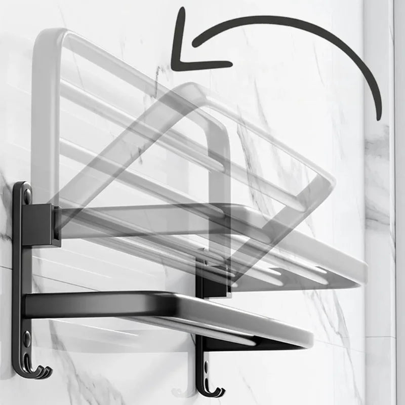 Black Onyx Foldable Wall Towel Holder with Monzzi Hook