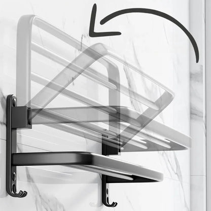 Onyx Black Foldable Wall Towel Rack with Monzzi Hook