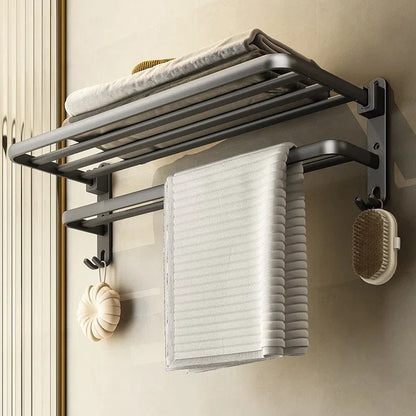 Black Onyx Foldable Wall Towel Holder with Monzzi Hook