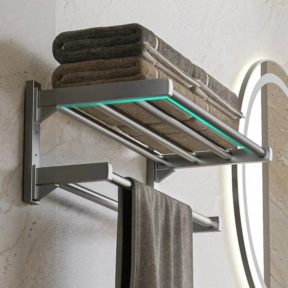 Monzzi Wall-Mounted Towel Holder with Reinforced Shelf - No Drilling Required