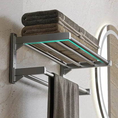 Monzzi Wall-Mounted Towel Holder with Reinforced Shelf - No Drilling Required