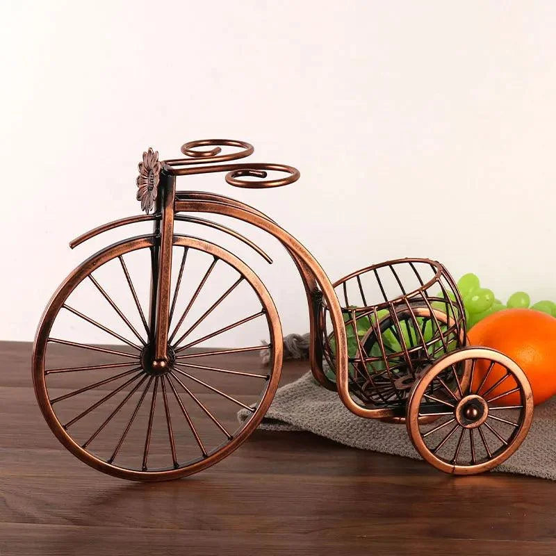 Retro Copper Bicycle-Shaped Decorative Wine Holder