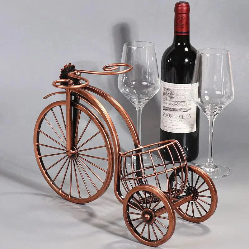 Retro Copper Bicycle-Shaped Decorative Wine Holder