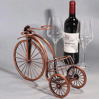 Retro Copper Bicycle-Shaped Decorative Wine Holder