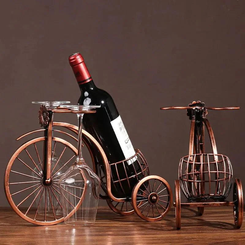 Retro Copper Bicycle-Shaped Decorative Wine Holder