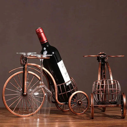 Retro Copper Bicycle-Shaped Decorative Wine Holder