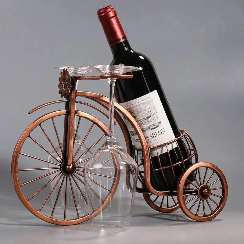 Retro Copper Bicycle-Shaped Decorative Wine Holder