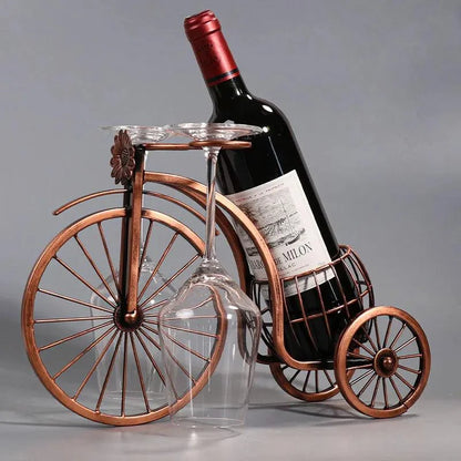 Retro Copper Bicycle-Shaped Decorative Wine Holder