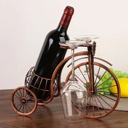 Retro Copper Bicycle-Shaped Decorative Wine Holder