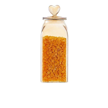 Monzzi heart lid amber borosilicate glass jar