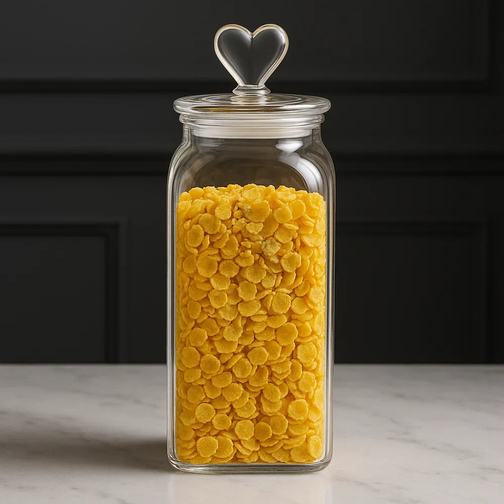 Monzzi heart lid amber borosilicate glass jar