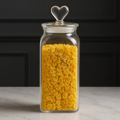 Monzzi heart lid amber borosilicate glass jar