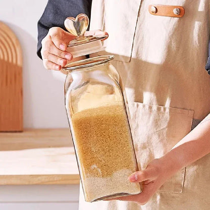 Monzzi heart lid amber borosilicate glass jar