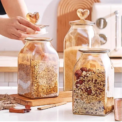 Monzzi heart lid amber borosilicate glass jar