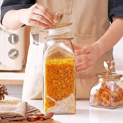 Monzzi heart lid amber borosilicate glass jar
