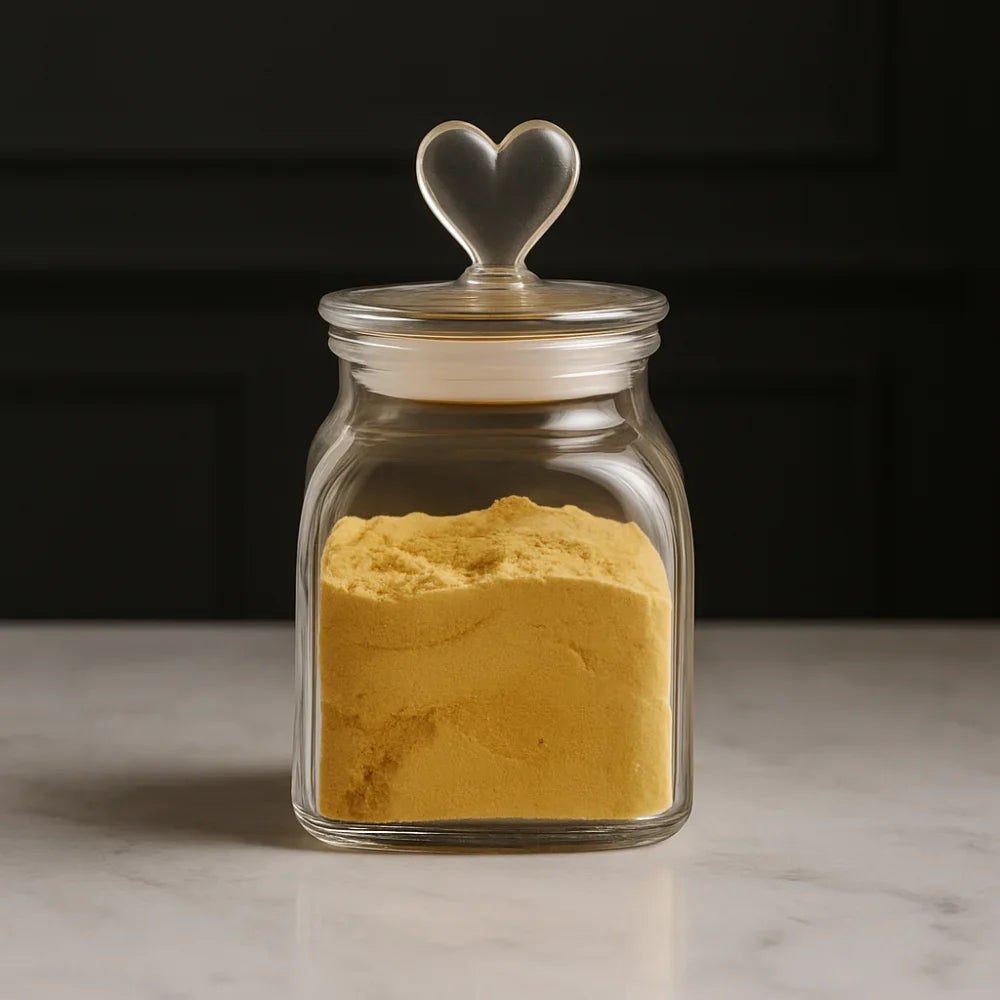 Monzzi heart lid amber borosilicate glass jar