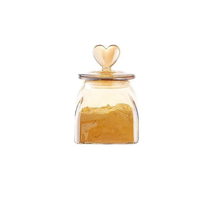Monzzi heart lid amber borosilicate glass jar
