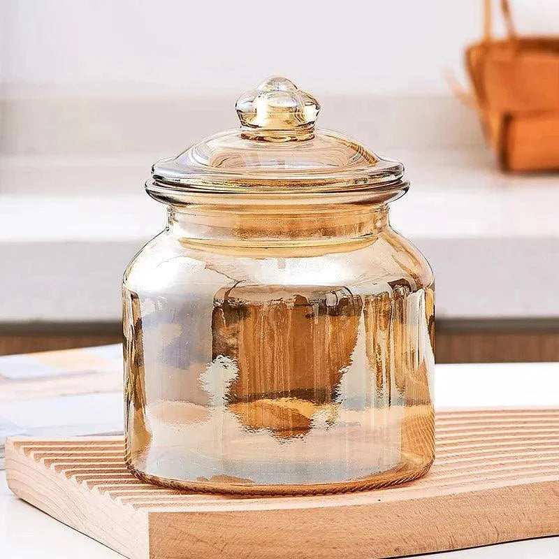 Monzzi Sealed Lid Amber Glass Jar for Tea and Treats