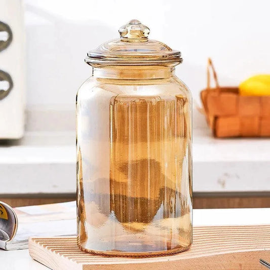 Monzzi Sealed Lid Amber Glass Jar for Tea and Treats