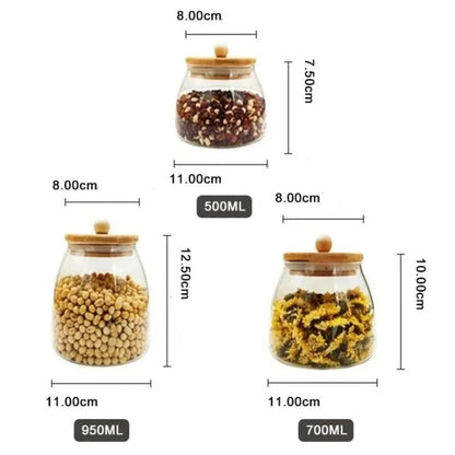 Borosilicate Glass Jar with Airtight Wooden Lid by Monzzi