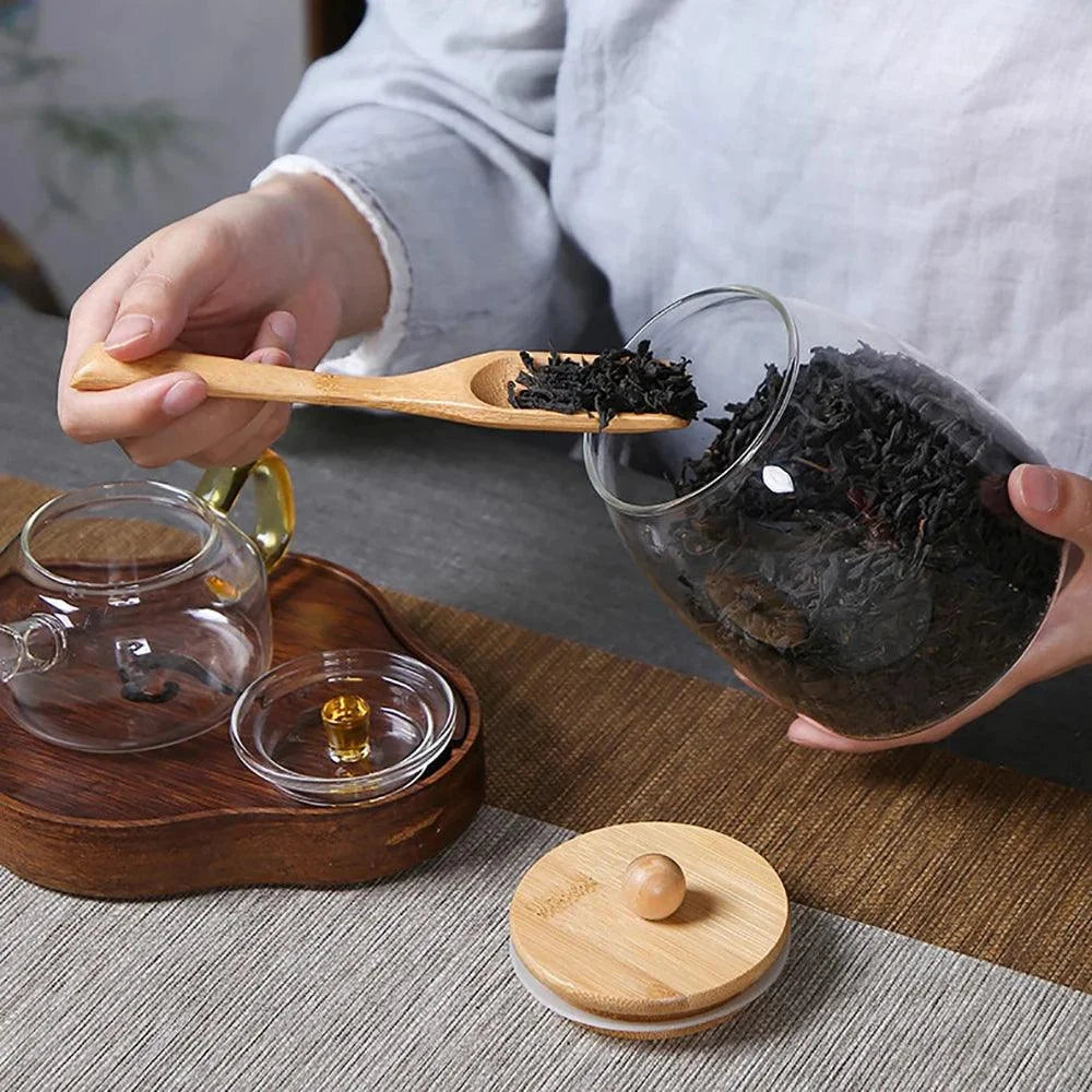 Borosilicate Glass Jar with Airtight Wooden Lid by Monzzi