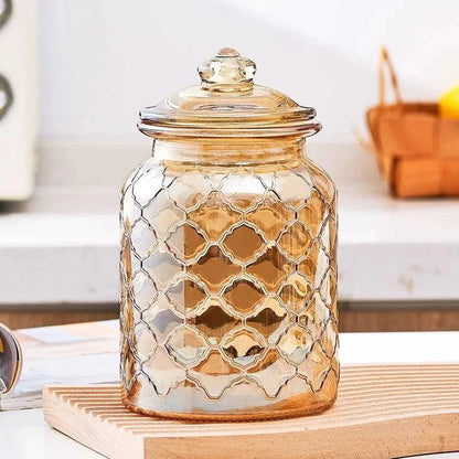 Monzzi Sealed Amber Textured Glass Jar for Tea and Sweets