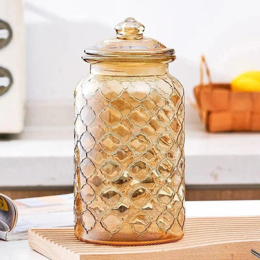 Monzzi Amber Textured Glass Jar with Seal for Tea and Treats