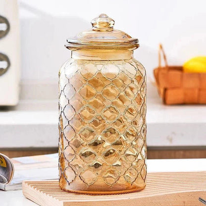 Monzzi Sealed Amber Textured Glass Jar for Tea and Sweets