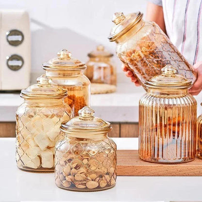 Monzzi Amber Textured Glass Jar with Seal for Tea and Treats
