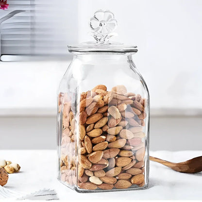 Clear Glass Jar with Heart-Shaped Lid for Coffee and Tea Storage