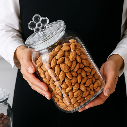 Heart-Lidded Transparent Glass Jar for Coffee and Tea Storage