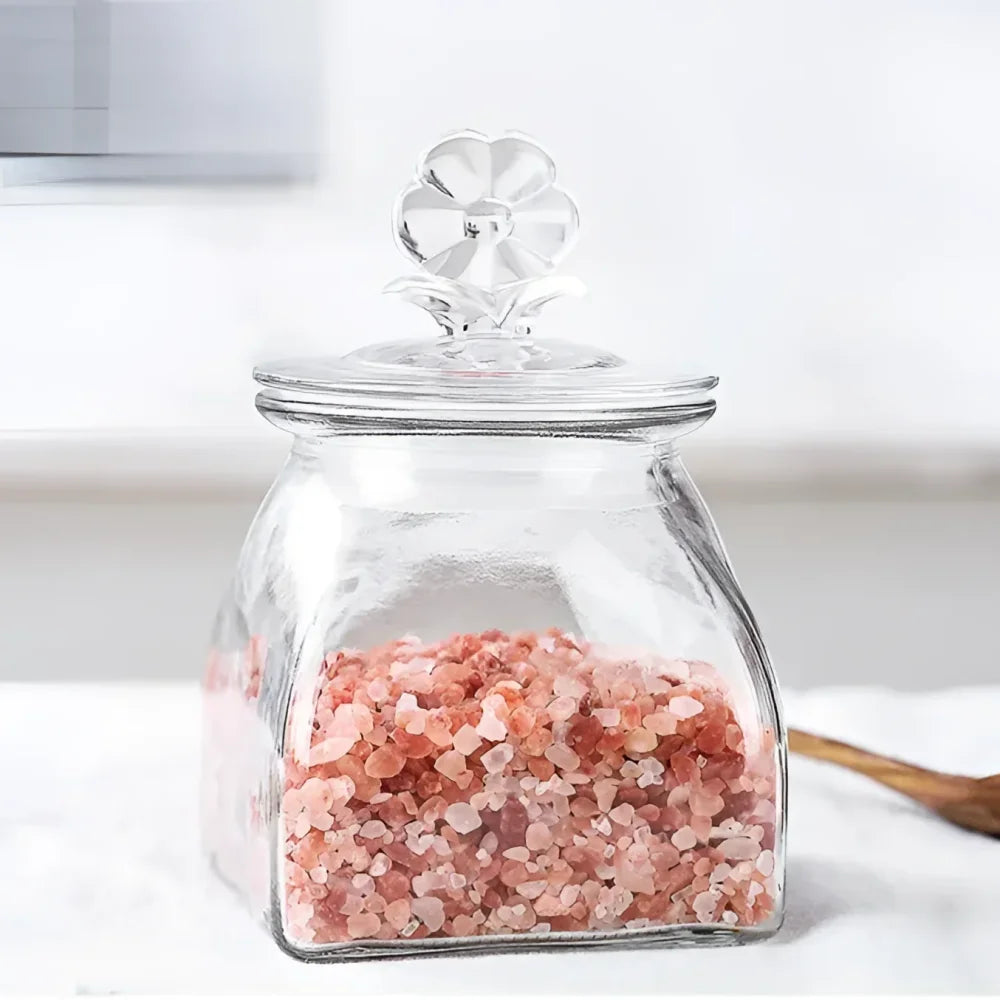 Clear Glass Jar with Heart-Shaped Lid for Coffee and Tea Storage