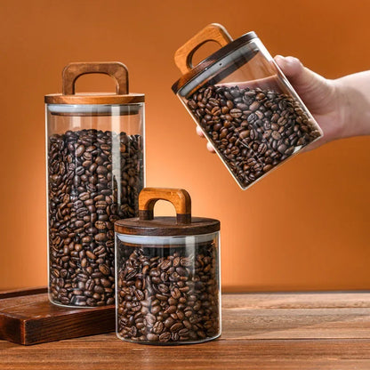 Vacuum-Sealed Glass Storage Jar for Grains and Coffee by Monzzi