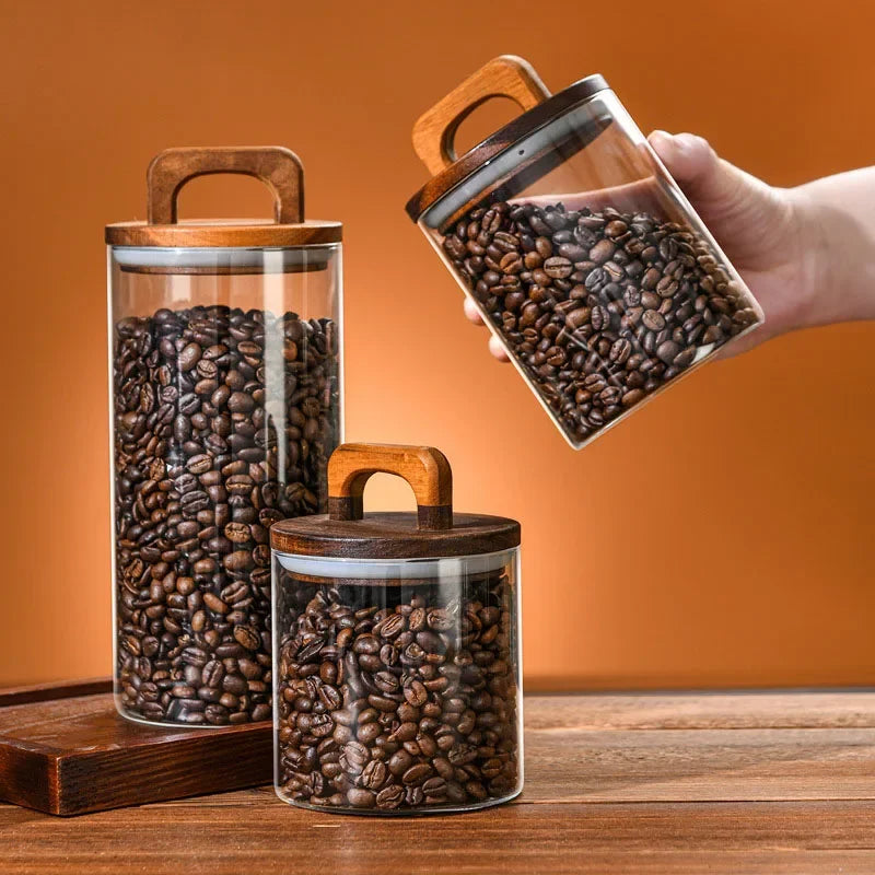 Vacuum-Sealed Airtight Glass Jar for Grains and Coffee Storage
