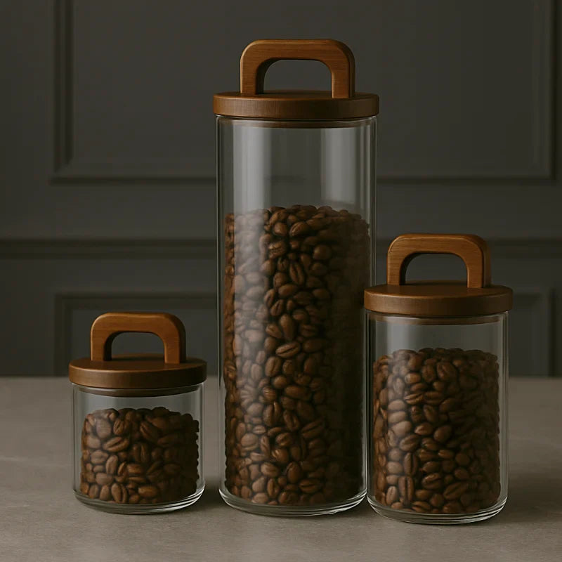 Vacuum-Sealed Airtight Glass Jar for Grains and Coffee Storage