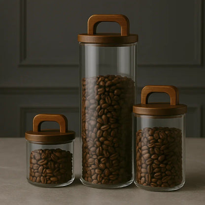 Vacuum-Sealed Airtight Glass Jar for Grains and Coffee Storage
