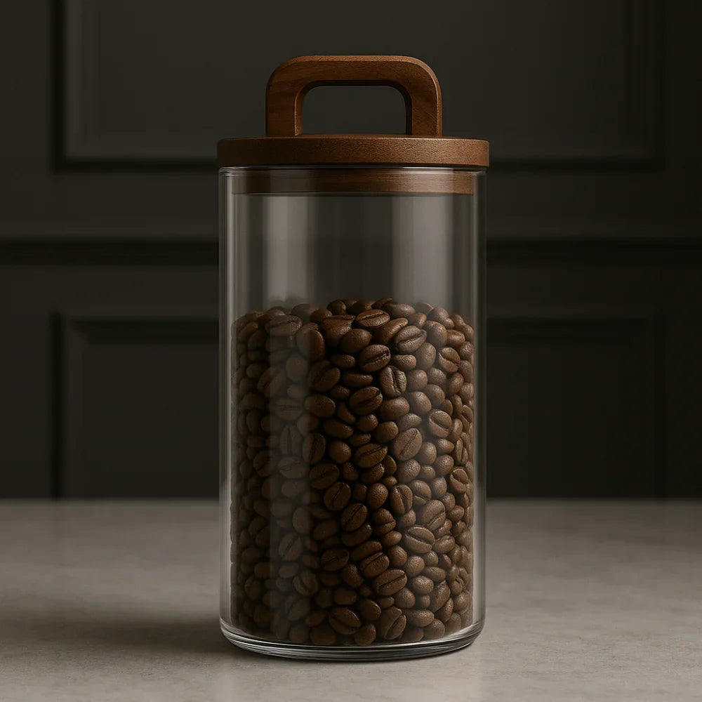 Vacuum-Sealed Glass Storage Jar for Grains and Coffee by Monzzi