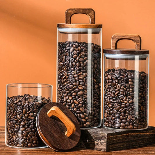 Vacuum-Sealed Airtight Glass Jar for Grains and Coffee Storage