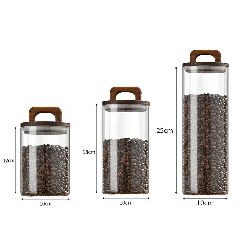 Vacuum-Sealed Airtight Glass Jar for Grains and Coffee Storage