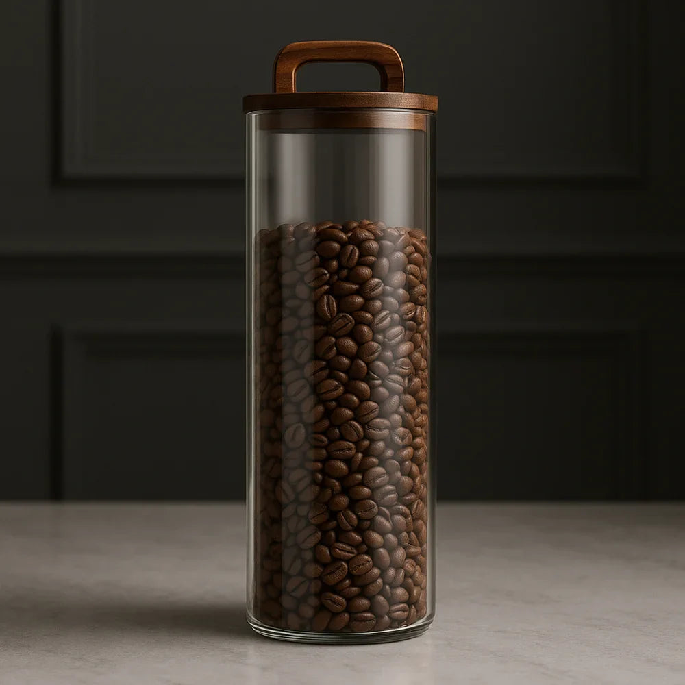 Vacuum-Sealed Airtight Glass Jar for Grains and Coffee Storage