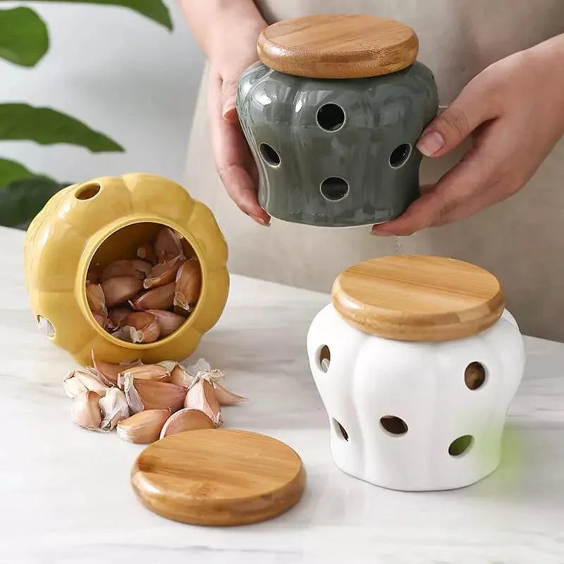 Monzzi Ceramic Storage Pot with Wooden Lid