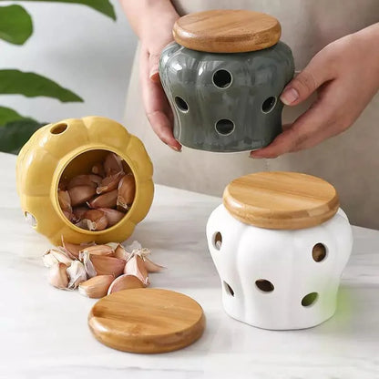 Monzzi Ceramic Storage Pot with Wooden Lid