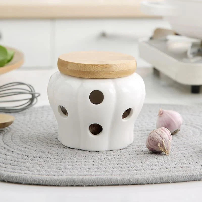 Monzzi Ceramic Storage Pot with Wooden Lid