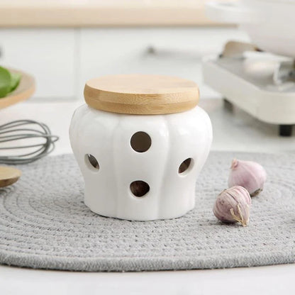 Monzzi Ceramic Storage Pot with Wooden Lid