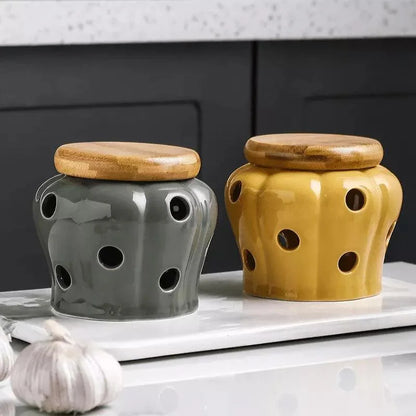 Monzzi Ceramic Storage Pot with Wooden Lid