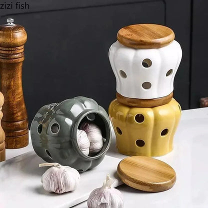 Monzzi Ceramic Storage Pot with Wooden Lid