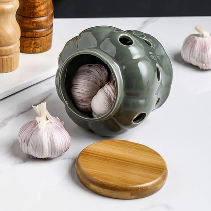 Monzzi Ceramic Storage Pot with Wooden Lid