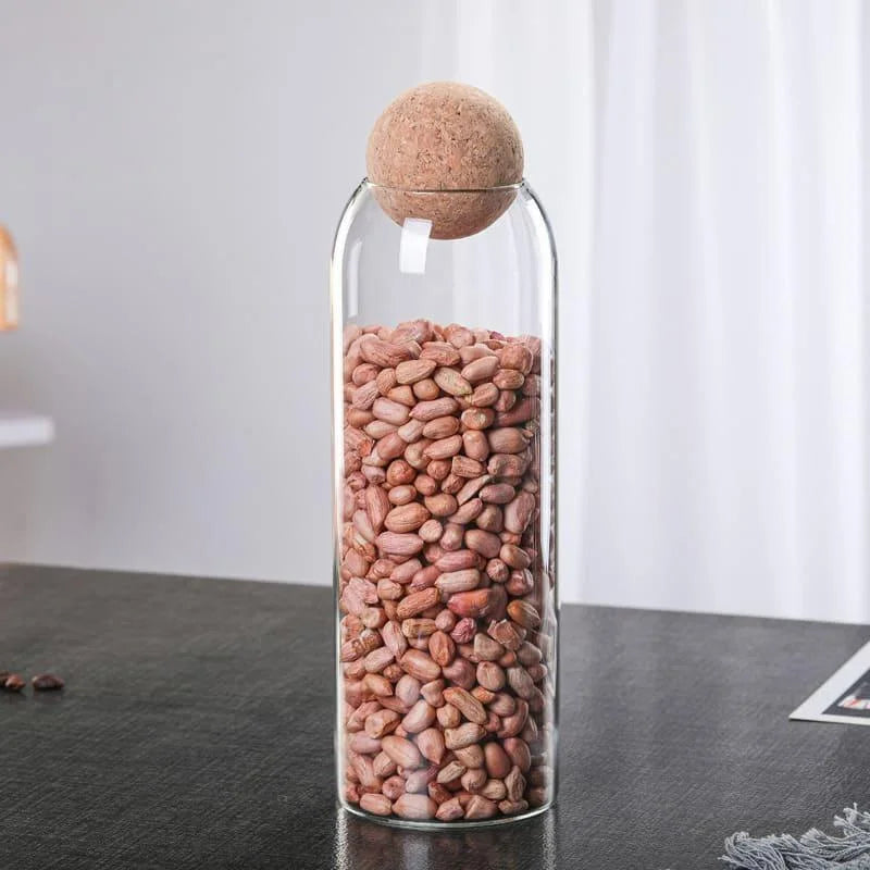 Borosilicate Glass Jars with Cork Lids in Various Sizes