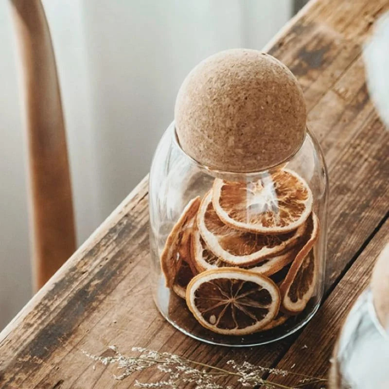 Borosilicate Glass Jars with Cork Lids in Various Sizes